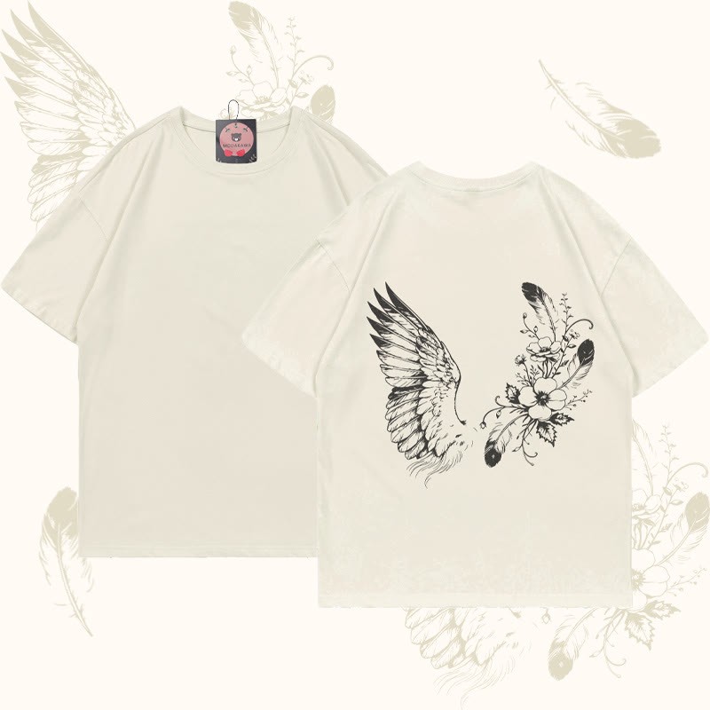 MODAKAWA Flower Bird Grafik-T-Shirt - Beige - 5XL - image 2