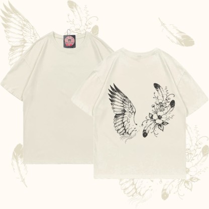 MODAKAWA Flower Bird Grafik-T-Shirt - Beige - 5XL - image 2