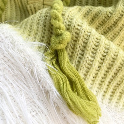 Flauschiger Patchwork-Strick-Kapuzenpullover - image 6