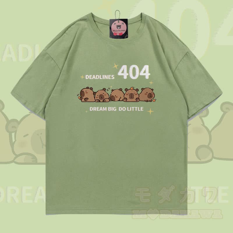 404 Capybara Grafik Modakawa 100% Baumwoll-T-Shirt - Hellgrün - 5XL - image 4