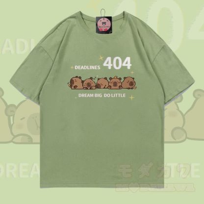 404 Capybara Grafik Modakawa 100% Baumwoll-T-Shirt - Hellgrün - 5XL - image 4