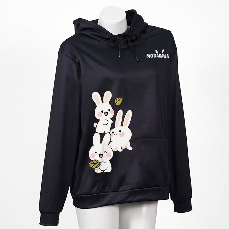 Modakawa Hoodie mit gestapeltem Hasenbuchstaben-Print - Black - 5XL - image 4