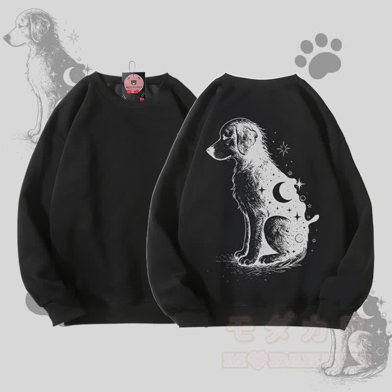 MODAKAWA Moon Puppy Grafik Unisex Sweatshirt - Schwarz - 5XL - image 4