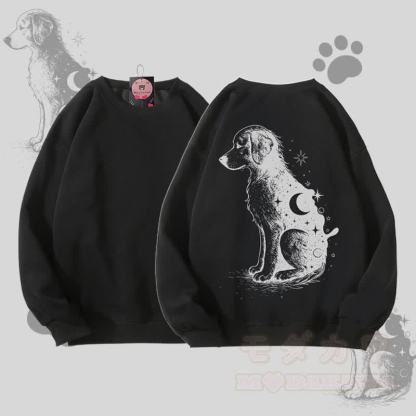 MODAKAWA Moon Puppy Grafik Unisex Sweatshirt - Schwarz - 5XL - image 4