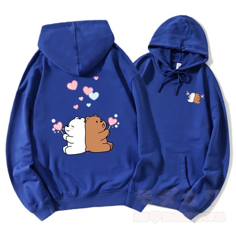 Bären blasen Herzblasen Grafik Paar passende Hoodie - Blau - 5XL - image 4