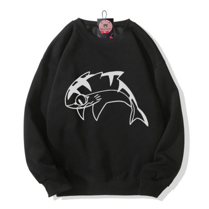 Sweatshirt mit Rundhalsausschnitt und Grafik eines springenden Hais - Black - 5XL - image 4