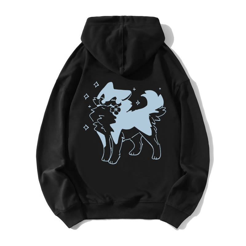 Verspielter Welpe mit Blumen-Grafik, lockerer Hoodie - Black - 5XL - image 3