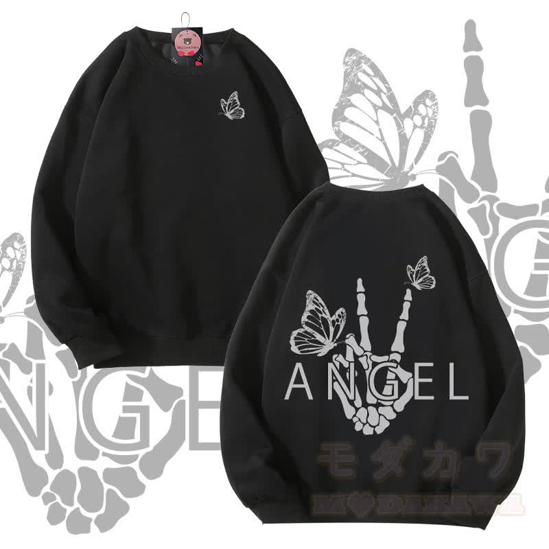 MODAKAWA ANGEL Unisex-Sweatshirt mit Skeletthand-Grafik - Schwarz - 5XL - image 4