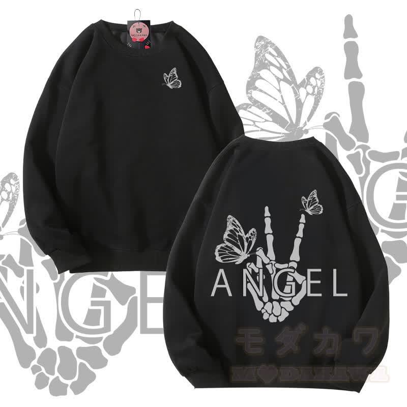MODAKAWA ANGEL Unisex-Sweatshirt mit Skeletthand-Grafik - Schwarz - 5XL - image 4