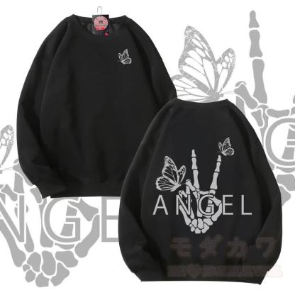 MODAKAWA ANGEL Unisex-Sweatshirt mit Skeletthand-Grafik - Schwarz - 5XL - image 4