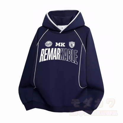 Bemerkenswerter Modakawa Raglan-Oversize-Pullover-Hoodie mit Grafikprint - Purpurblau - 3XL - image 4
