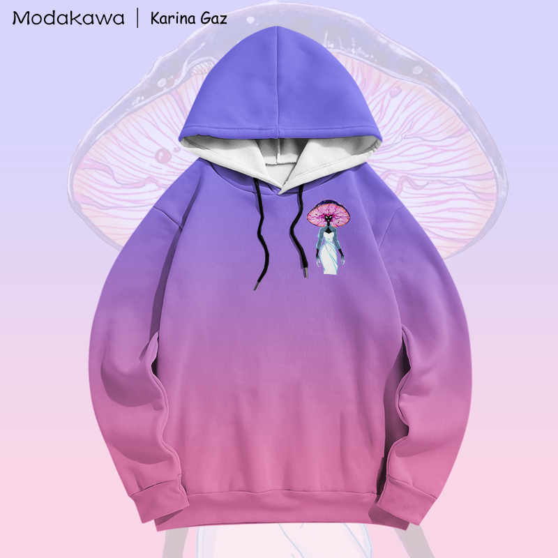 MODAKAWA X Karina Gaz Psychedelic Mushroom Lady Graphic Gradient Pullover Hoodie - image 4