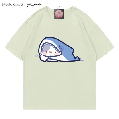 MODAKAWA X gud_doodle T-Shirt mit Kitty-Hai-Print - Green - 5XL - image 6