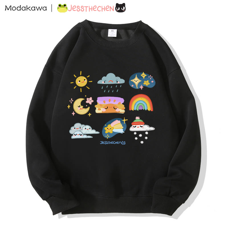 MODAKAWA X jessthechen Sweatshirt mit Wetterprint und Rundhalsausschnitt - Black - 3XL - image 4