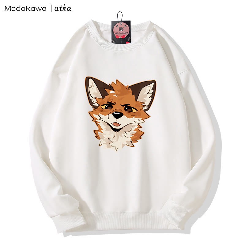 MODAKAWA X atka Squinty Fox Graphic Rundhals-Sweatshirt - White - 5XL - image 3