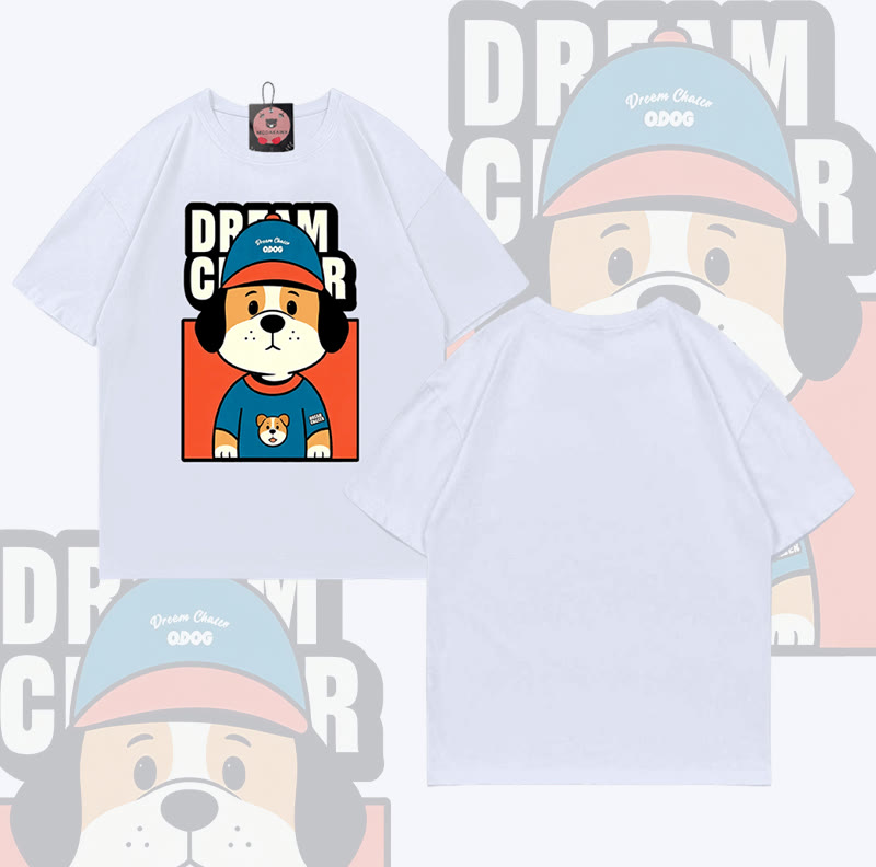 DREAM CRASER Hunde-Grafik Modakawa 100% Baumwoll-T-Shirt - White - 5XL - image 3