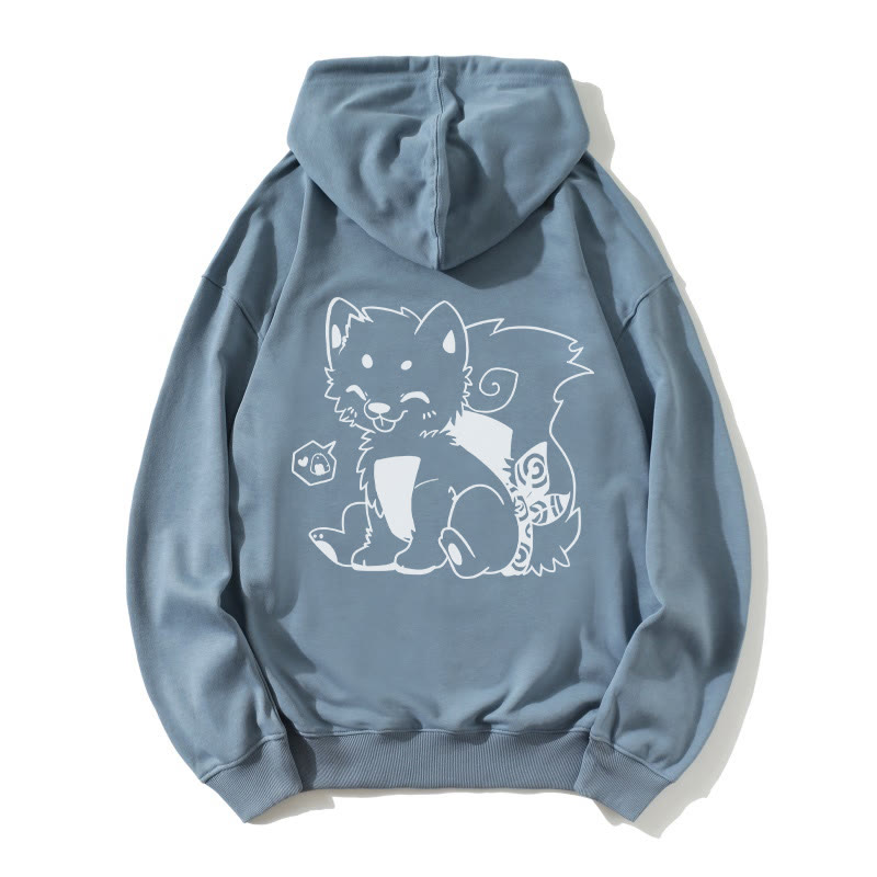 Lockerer Hoodie mit Onigiri-Welpen-Grafik - Blue - 5XL - image 3