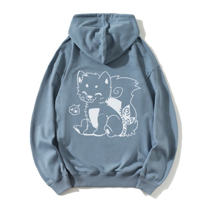 Lockerer Hoodie mit Onigiri-Welpen-Grafik - Blue - 5XL - image 3