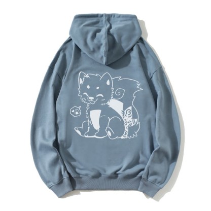 Lockerer Hoodie mit Onigiri-Welpen-Grafik - Blue - 5XL - image 3