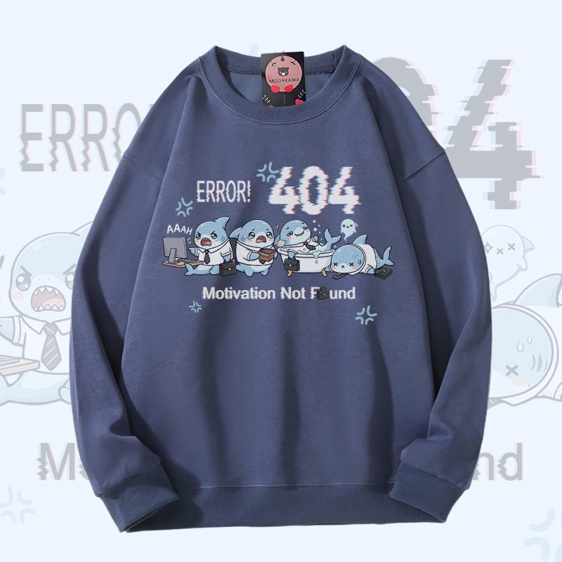 ERROR 404 MOTIVATION NICHT GEFUNDEN Shark Graphic Modakawa Sweatshirt - Dusty Blue - 5XL - image 4