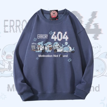 ERROR 404 MOTIVATION NICHT GEFUNDEN Shark Graphic Modakawa Sweatshirt - Dusty Blue - 5XL - image 4