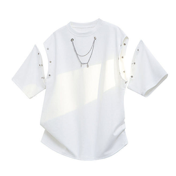 T-Shirt mit abnehmbaren Ärmeln und Jeans mit weitem Bein - image 6