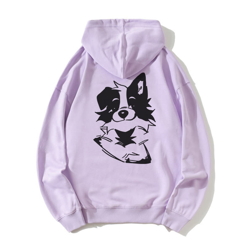 Lockerer Hoodie mit flauschigem Welpen-Print - Purple - 5XL - image 3
