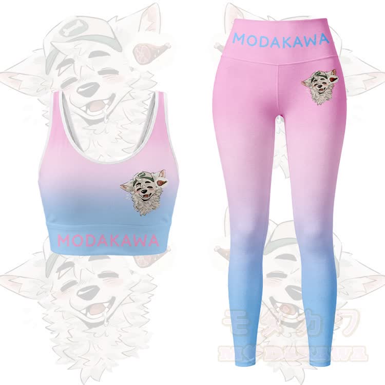 MODAKAWA X atka Fox Wants Meat Sport-BH-Top mit Farbverlauf und passender Leggings - Rosa Set - 5XL - image 11