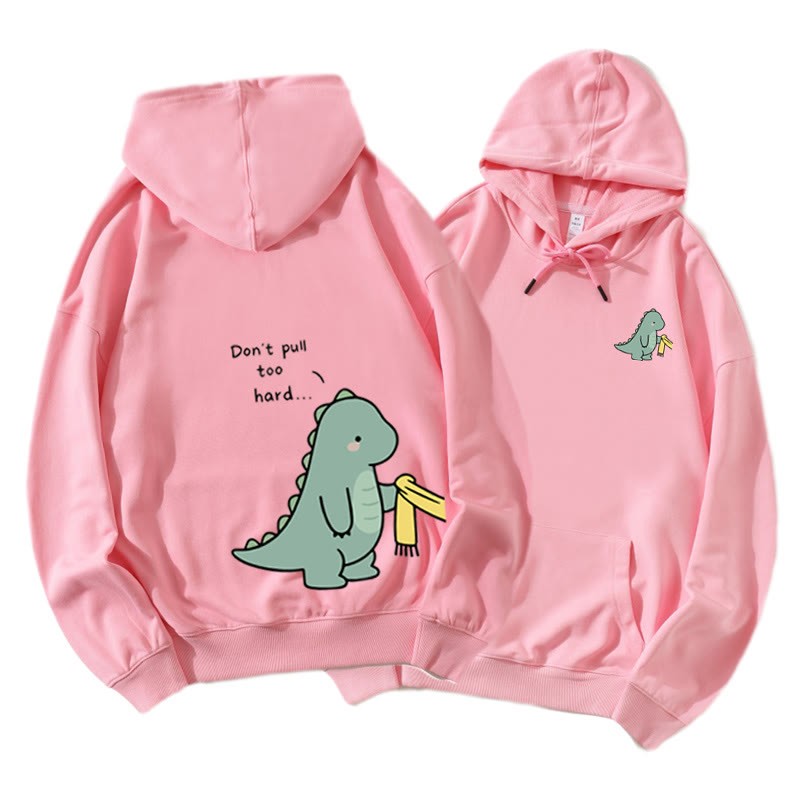 Passender Hoodie für Paare mit Dinosaurier-Grafik - Pink A - 5XL - image 10