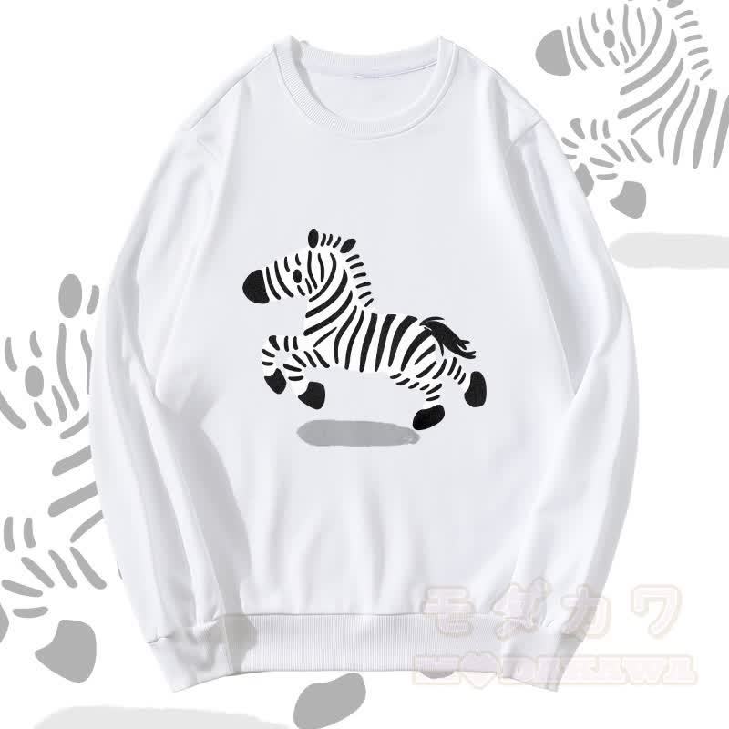 MODAKAWA Unisex-Sweatshirt mit Zebra-Laufmotiv - Weiß - 5XL - image 3