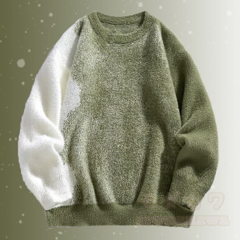 Farbverlauf-Pullover mit flauschigem Unterkleid und Cordhose (zweiteilig) - Grüner Pullover - 3XL - image 4