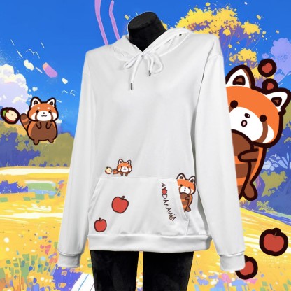 Modakawa Hoodie mit Farbverlauf und rotem Panda-Buchstabenprint, locker geschnitten - White - 5XL - image 5