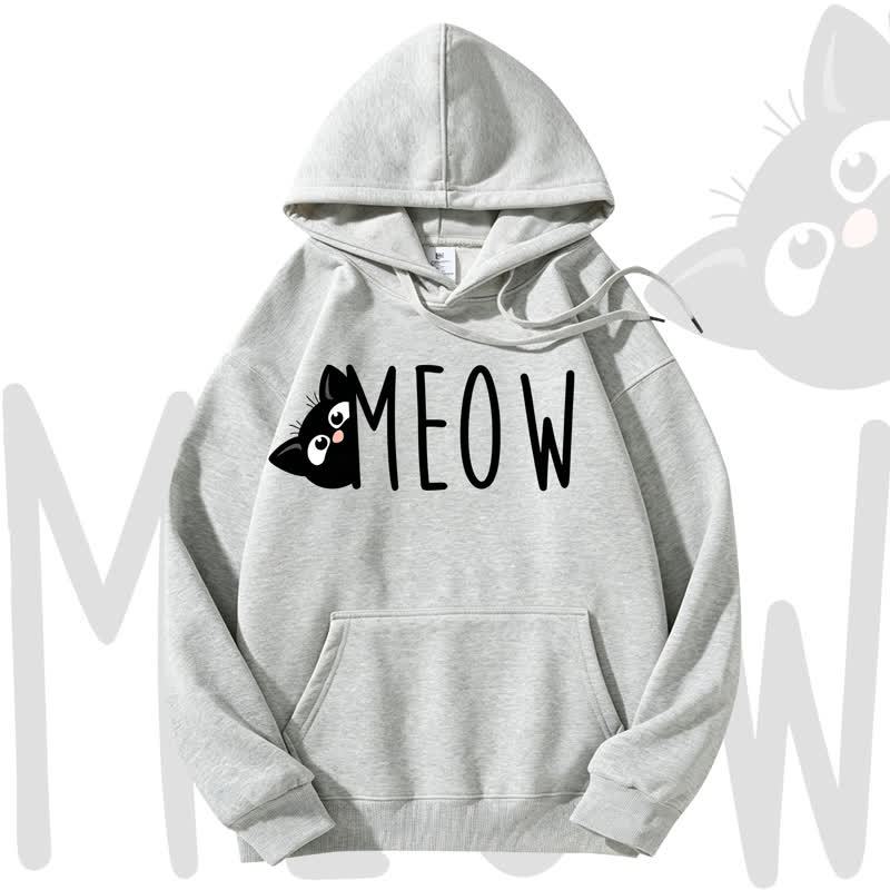 MODAKAWA MEOW Fleecegefütterter Hoodie mit Katzenprint - Light Gray - 3XL - image 10