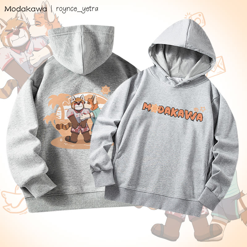 MODAKAWA X roynce_yetra Anderson Kisses Felipe Grafik-Baumwollhoodie mit Seitentaschen - Grey B - 4XL - image 6