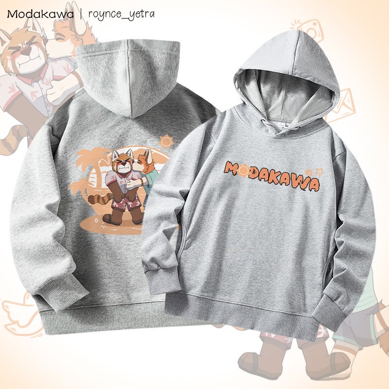 MODAKAWA X roynce_yetra Anderson Kisses Felipe Grafik-Baumwollhoodie mit Seitentaschen - Grey B - 4XL - image 6