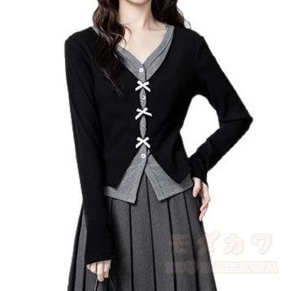 Zweiteiliges Set: Langarmshirt mit Schleife in Farben -Optik, weite Hose und passende Hose. - image 4