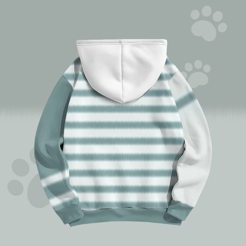 MODAKAWA Pullover-Hoodie mit Streifenmuster und niedlichem Katzenmotiv - image 3