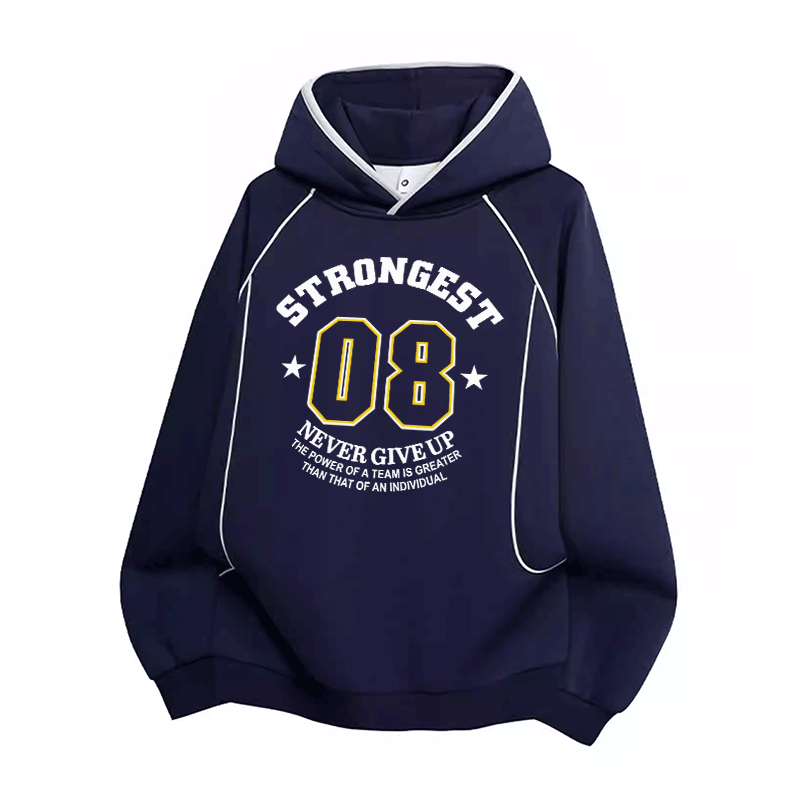 STRONGEST Nummer Grafik Raglanärmel Oversized Pullover Hoodie - Purplish Blue - 3XL - image 4