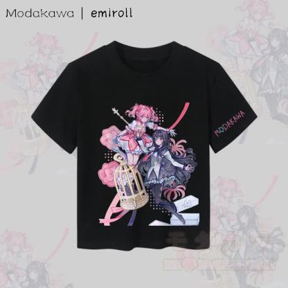 MODAKAWA X emiroll Madoka Homura Grafik Damen Cropped T-Shirt 92% gekämmte Baumwolle - Schwarz - XL - image 5