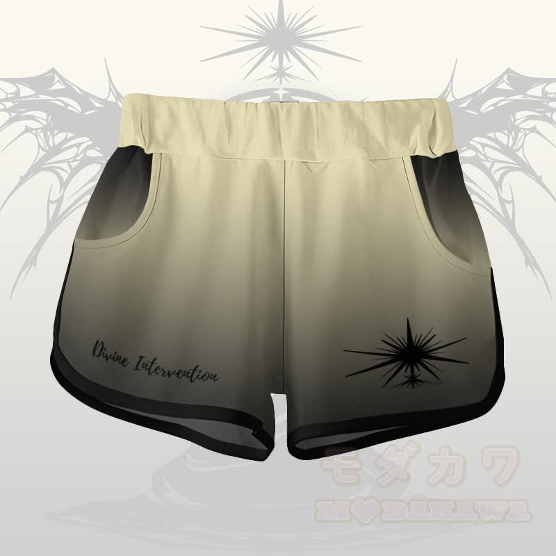 GÖTTLICHE INTERVENTION Engel Grafik Gradient T-Shirt Shorts Modakawa passendes Outfit - Aprikosenfarbene Shorts - 5XL - image 8