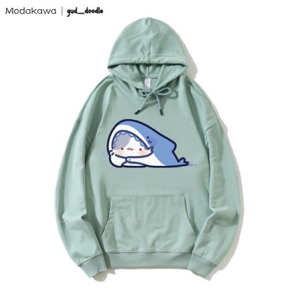 MODAKAWA X gud_doodle Lockerer Hoodie mit Kitty-Hai-Print - Green - 5XL - image 6