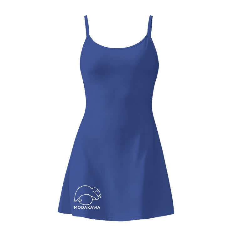 Modakawa ärmelloses Workout-Tenniskleid mit Farbverlauf und versteckten Taschenshorts mit Katzenmotiv - Dark Blue - 2XL - image 4