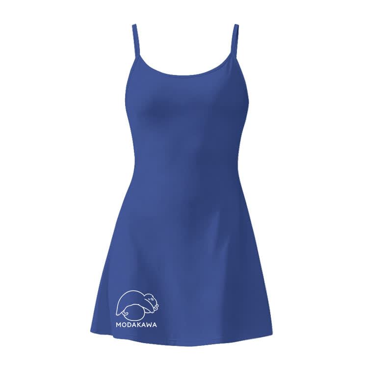 Modakawa ärmelloses Workout-Tenniskleid mit Farbverlauf und versteckten Taschenshorts mit Katzenmotiv - Dark Blue - 2XL - image 4