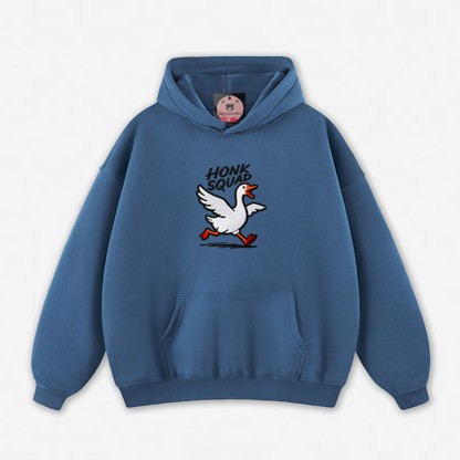 HONK SQUAD Running Goose Graphic Loose Hoodie - Dark Blue - 5XL - image 5