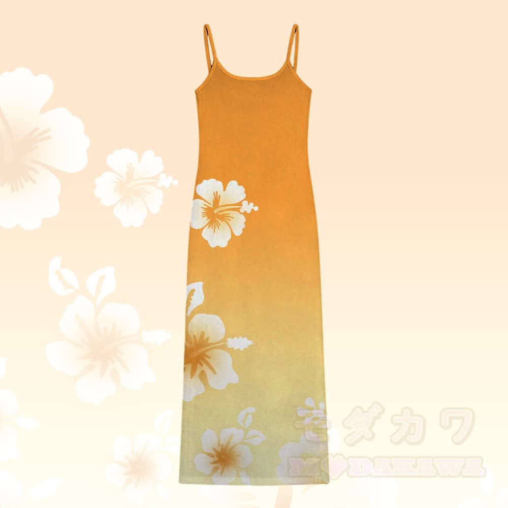 Modakawa Slipkleid mit floralem Grafikmuster und Farbverlauf - Gelb - 5XL - image 4