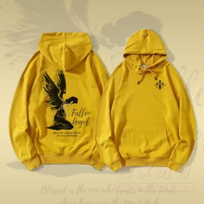 MODAKAWA Fallen Angel Graphic Streetwear Pullover Hoodie - Gelb - 5XL - image 3