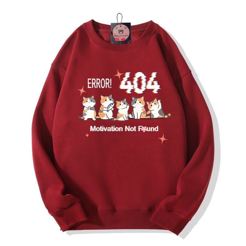 ERROR 404 MOTIVATION NICHT GEFUNDEN Sweatshirt mit Katzenmuster und Rundhalsausschnitt - Red - 5XL - image 5