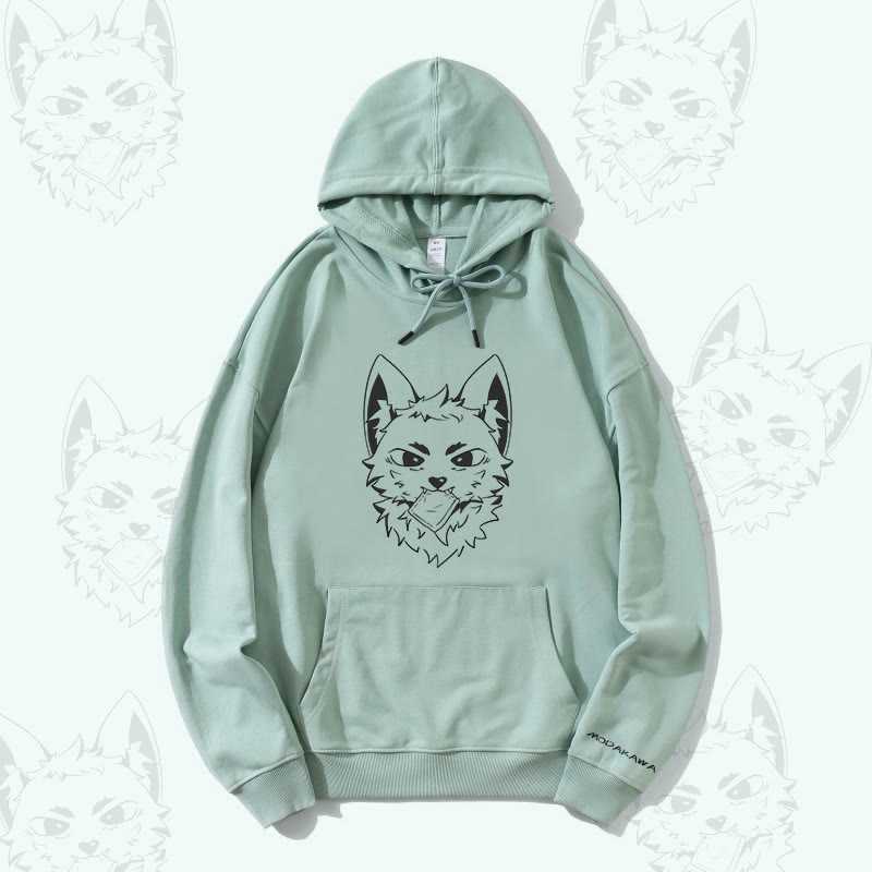 MODAKAWA Silver Fox Grafik-Streetwear-Pullover-Hoodie aus Baumwollmischung - Green - 5XL - image 2