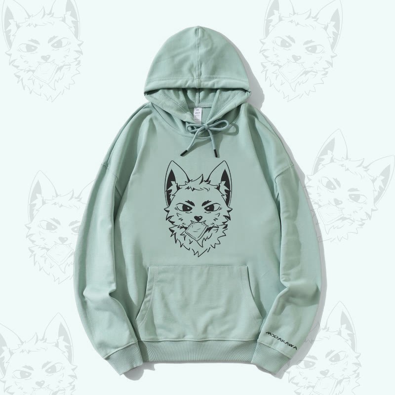 MODAKAWA Silver Fox Grafik-Streetwear-Pullover-Hoodie aus Baumwollmischung - Green - 5XL - image 2