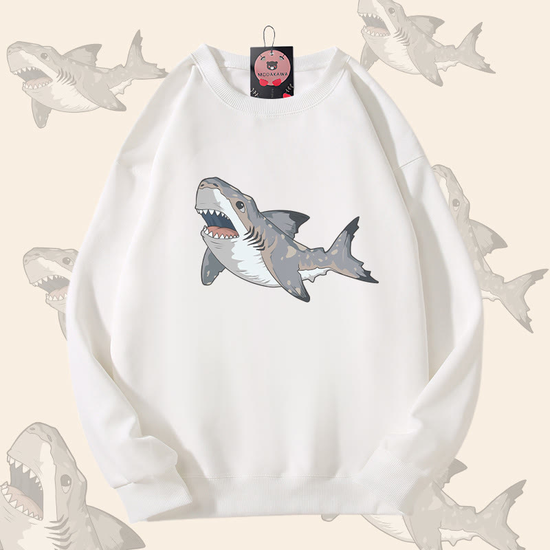 MODAKAWA Unisex-Sweatshirt mit Sixgill Shark Grafik - White - 5XL - image 3